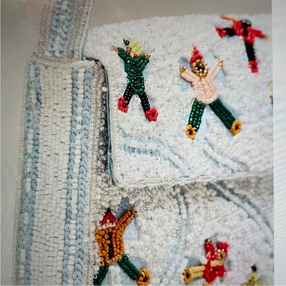 Anthropologie The Fiona Beaded Bag Winter Edition Snow Angels - Picture 7 of 14